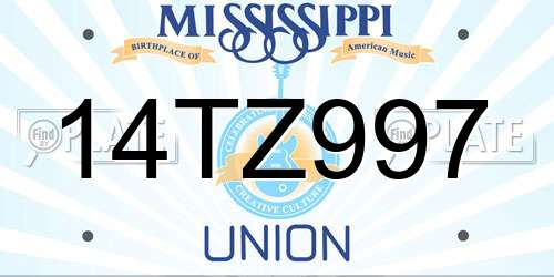 14TZ997 Mississippi License Plate