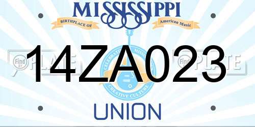14ZA023 Mississippi License Plate