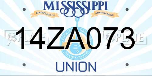 14ZA073 Mississippi License Plate