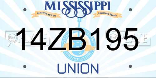 14ZB195 Mississippi License Plate
