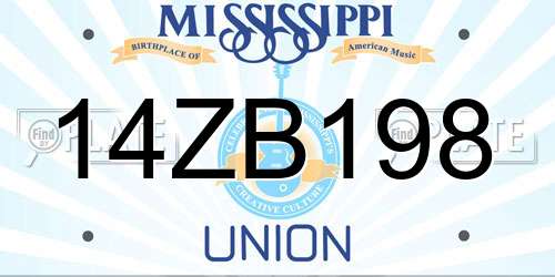 14ZB198 Mississippi License Plate