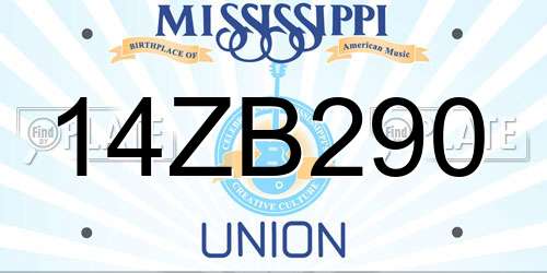 14ZB290 Mississippi License Plate
