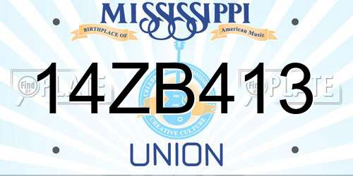 14ZB413 Mississippi License Plate