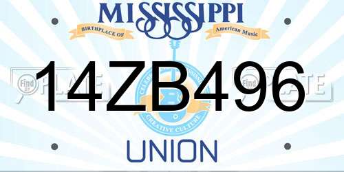 14ZB496 Mississippi License Plate