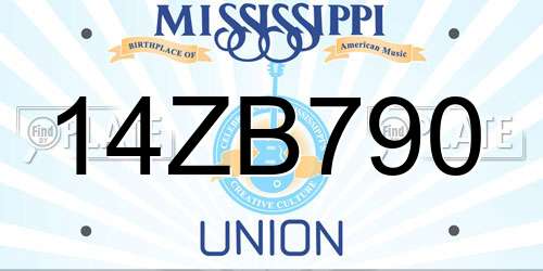 14ZB790 Mississippi License Plate