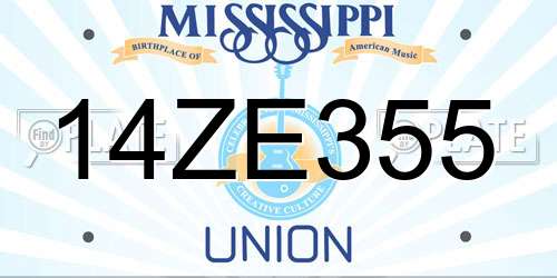 14ZE355 Mississippi License Plate