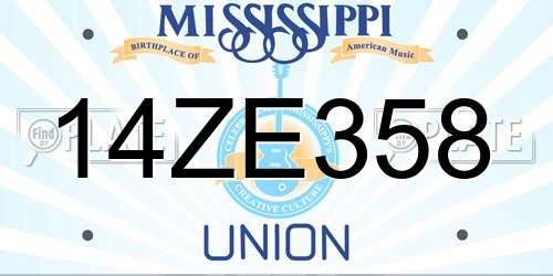 14ZE358 Mississippi License Plate
