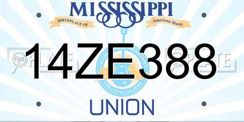 14ZE388 Mississippi License Plate