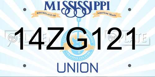 14ZG121 Mississippi License Plate
