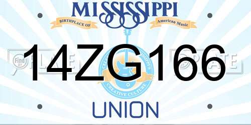 14ZG166 Mississippi License Plate