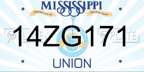 14ZG171 Mississippi License Plate