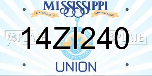 14ZI240 Mississippi License Plate