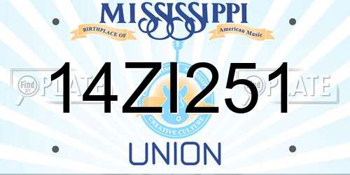 14ZI251 Mississippi License Plate