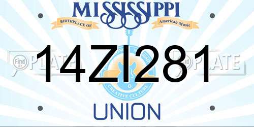 14ZI281 Mississippi License Plate