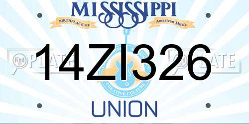 14ZI326 Mississippi License Plate