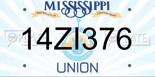 14ZI376 Mississippi License Plate