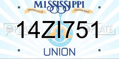 14ZI751 Mississippi License Plate
