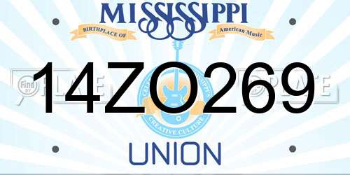14ZO269 Mississippi License Plate