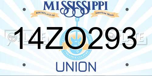 14ZO293 Mississippi License Plate