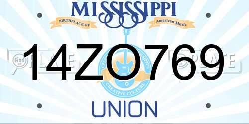 14ZO769 Mississippi License Plate