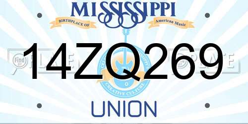 14ZQ269 Mississippi License Plate