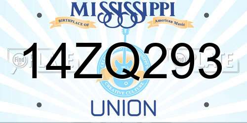 14ZQ293 Mississippi License Plate