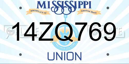 14ZQ769 Mississippi License Plate