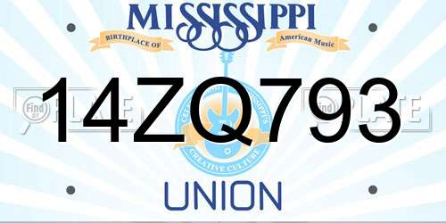 14ZQ793 Mississippi License Plate