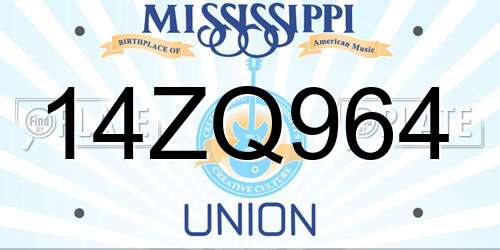 14ZQ964 Mississippi License Plate