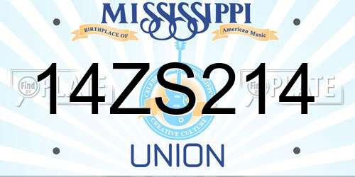 14ZS214 Mississippi License Plate