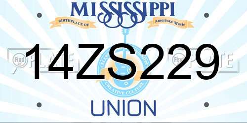 14ZS229 Mississippi License Plate