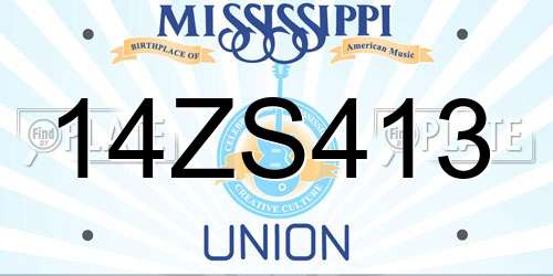 14ZS413 Mississippi License Plate