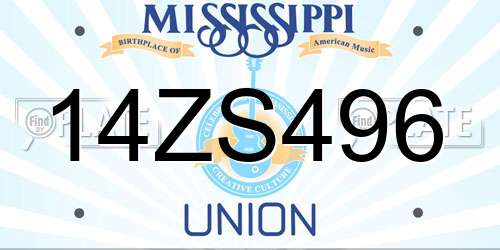 14ZS496 Mississippi License Plate