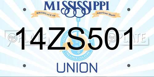 14ZS501 Mississippi License Plate