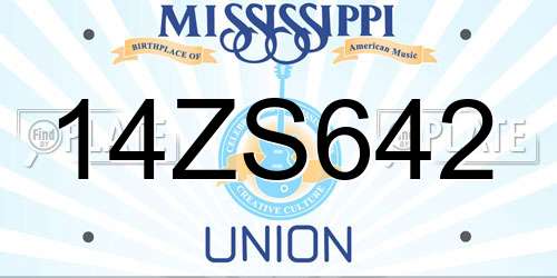 14ZS642 Mississippi License Plate