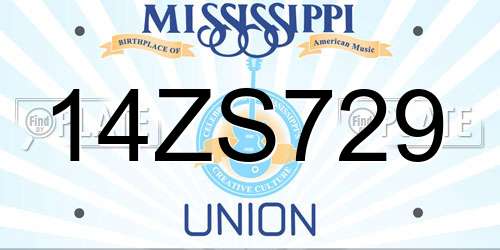 14ZS729 Mississippi License Plate