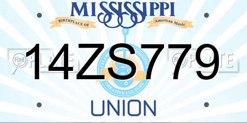 14ZS779 Mississippi License Plate