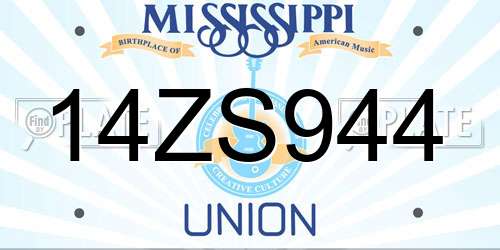 14ZS944 Mississippi License Plate