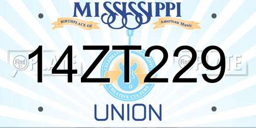 14ZT229 Mississippi License Plate
