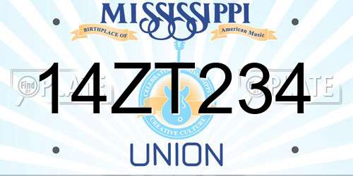 14ZT234 Mississippi License Plate