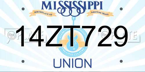 14ZT729 Mississippi License Plate