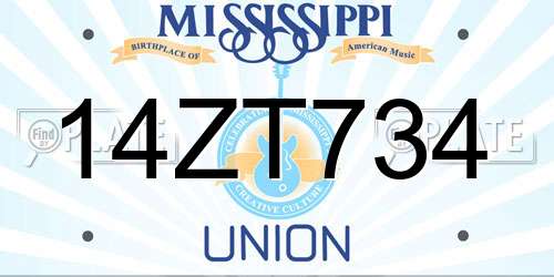 14ZT734 Mississippi License Plate