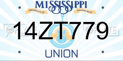 14ZT779 Mississippi License Plate