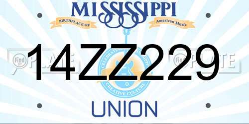 14ZZ229 Mississippi License Plate