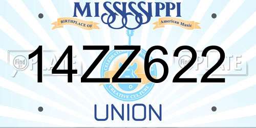 14ZZ622 Mississippi License Plate