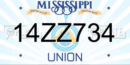 14ZZ734 Mississippi License Plate