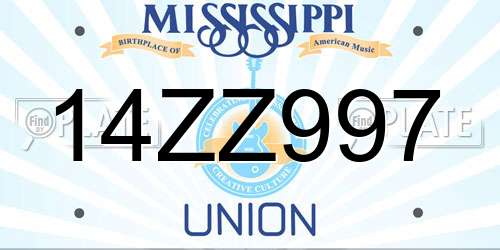 14ZZ997 Mississippi License Plate