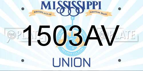 1503AV Mississippi License Plate
