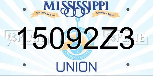 15092Z3 Mississippi License Plate