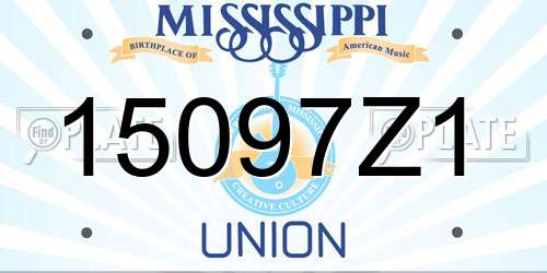 15097Z1 Mississippi License Plate